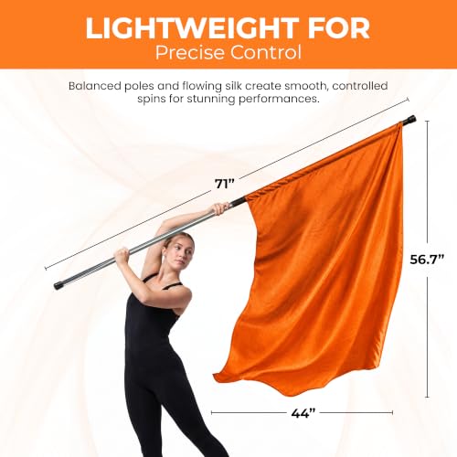 Spinning Color Guard Flag with Pole - Blue, Lightweight Dance Flag