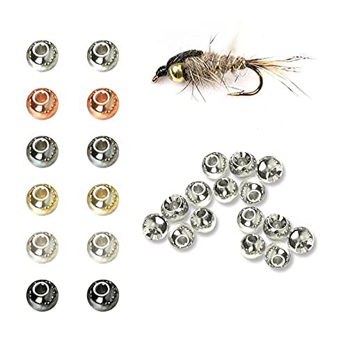 50pc Brass Fly Tying Beads - Tapered Hole, 10 Colors & 5 Sizes