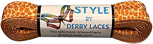 Wide 10mm Waxed Laces for Roller Skates, Boots & Shoes - Giraffe / 96 Inch