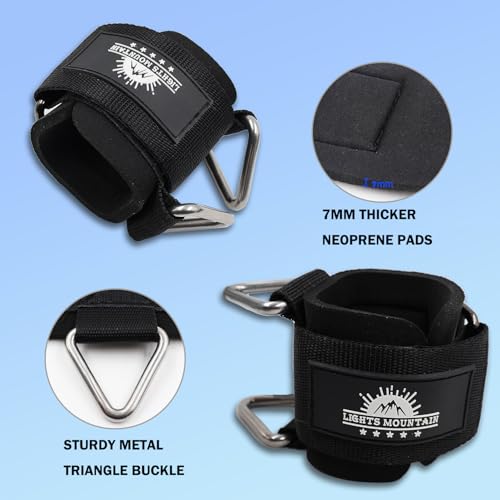 Padded Wrist Cuffs for Cable Machines - Adjustable Size L (6.7"-7.7") - Black