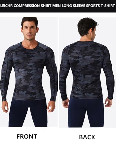 Men's Long Sleeve Compression Shirt Athletic Rash Guard Workout Top Dry Fit Baselayer