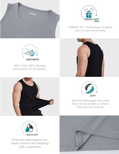 Men's Workout Tank Tops - 6 Pack Athletic Sleeveless Shirts