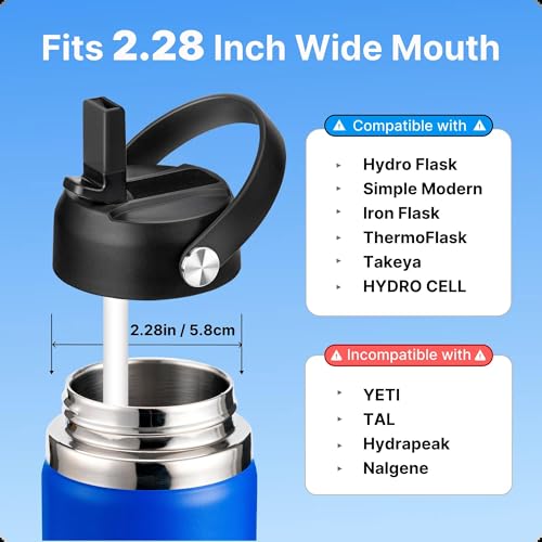 Replacement Straw Lid for Wide Mouth Water Bottles - BPA Free