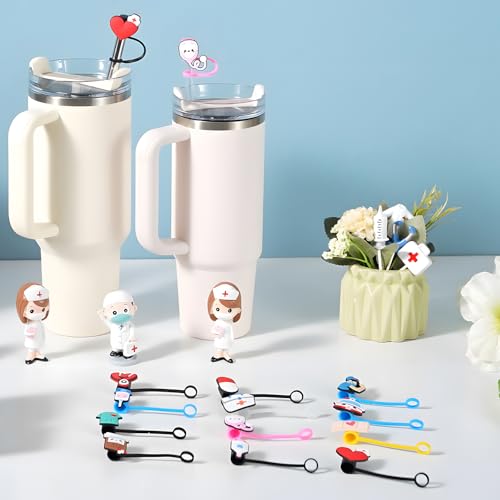 Nurse Straw Covers for Stanley Cup 30 & 40 Oz - 12 PCS Set