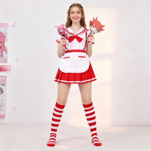 Women's Knee High Socks - Red and White Striped Athletic Socks