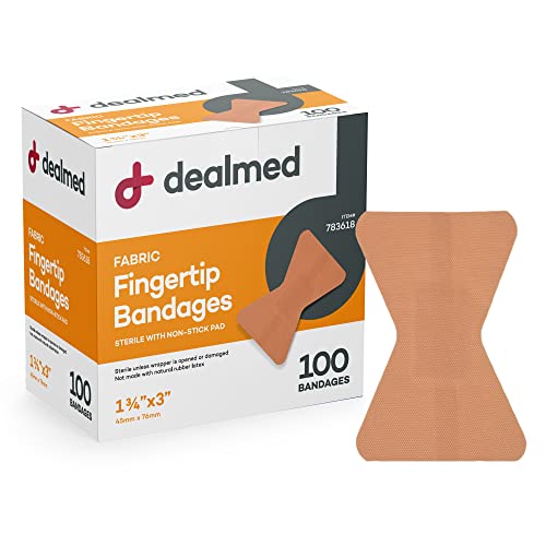Dealmed Fabric Fingertip Bandages - Latex Free, Non-Stick Pad 100