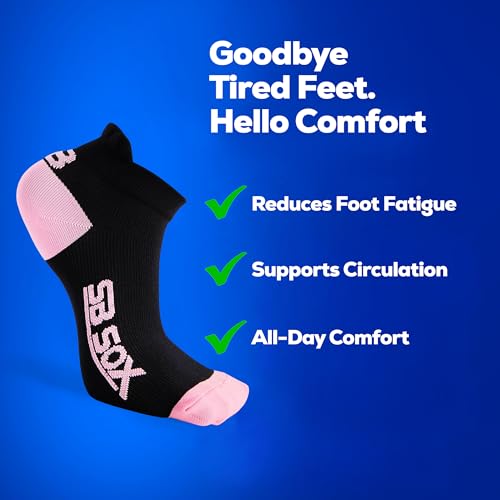 Lowcut Compression Socks for Men & Women - Medium Black/Pink