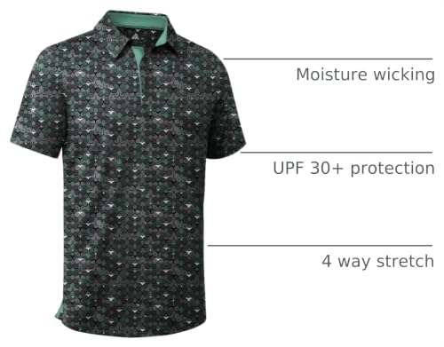 Men's Moisture Wicking Golf Polo Shirt - Blackish Green, Large