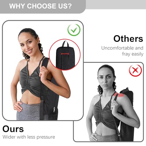 Yoga Mat Bag Carrier - Waterproof with Mesh Pockets - Black