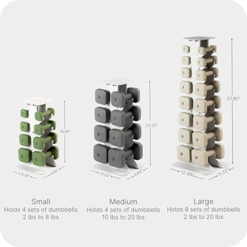 Dumbbell Rack - Sturdy Cast Iron Space-Saving Storage - L/Sandstone