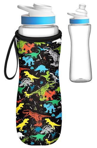 Water Bottle Sleeve for Cirkul 22 oz - Black Dinosaur Design