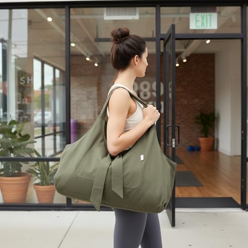 Large Yoga Mat Bag - YogiiiTotePRO in Olivine Green