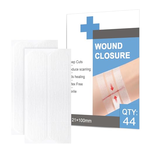 Sterile Wound Closure Strips - 44 Adhesive Skin Closures, 0.8in x 4in