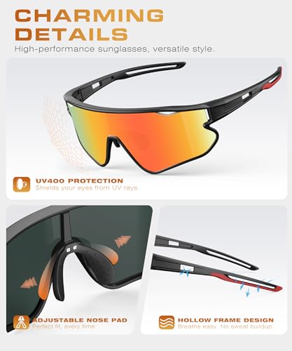 KALIYADI Polarized Sunglasses A01-black+black+black | Sports Cycling UV400 Protection
