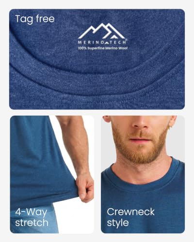 Men's Merino Wool Base Layer T-Shirt - Olive Grove Large by Merino.tech
