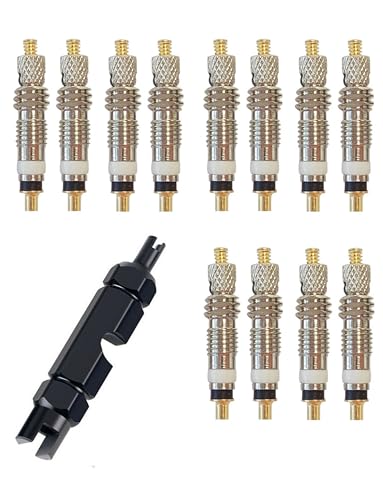 Presta Valve Core Removal Tool Kit - 12 Brass Cores & Tool - Black