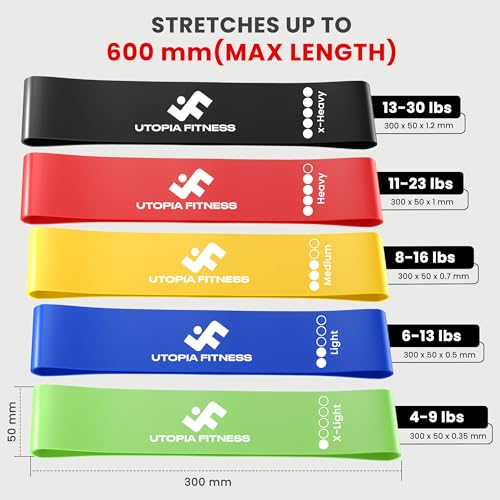 Loop Resistance Bands Set of 5 - Natural Latex Exercise Bands for Training
