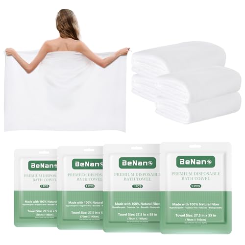 Benano 55 in x 27.5 Disposable Bath Towels | Ready to Use, 4 Pack