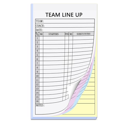 Baseball Lineup Cards - 4-Part Carbonless Copies, 30 Sets