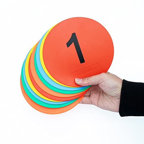 Flat Spot Markers for Sports Training - Pack of 10 - Numbers 1-10