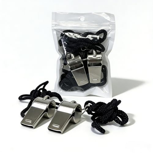 Stainless Steel Sports Whistle 2-Pack with Lanyards for Coaches & Referees