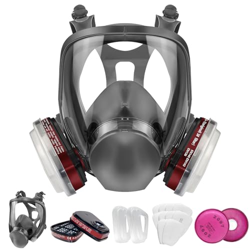 Full Face Respirator Mask - Gas Mask with Filter Cartridges for Painting, Sanding, Asbestos, Fume, Resin and Dust