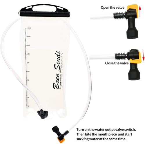 Hydration Pack with 2L Bladder - Lightweight Backpack - Black with Orange Zipper