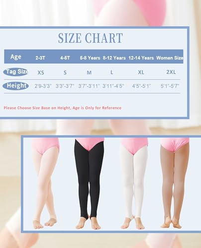Stirrup Tights for Dance, Ballet & Gymnastics - Ballet Pink, 12-15 Years