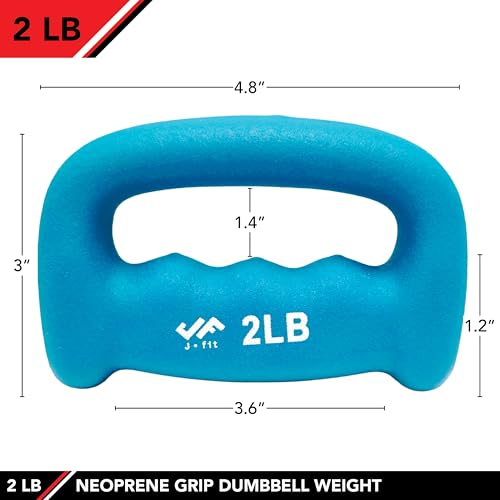 Neoprene D Grip Dumbbell - 2 Pound Single Weight - Ergonomic Design