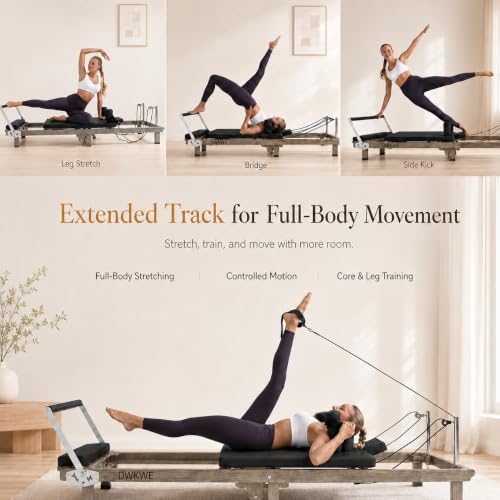 Foldable Pilates Reformer with Adjustable Foot Bar & Dual Resistance