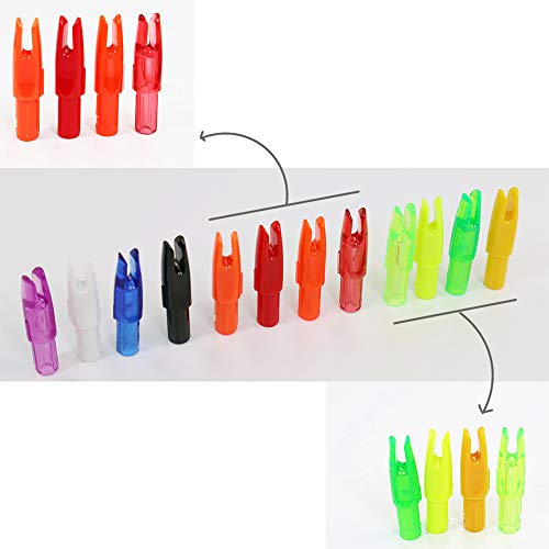 Arrow Nocks 0.246 In. Inside Diameter, 6.20mm, 60 Pack - Push-In Plastic Archery Inserts (Clear Red)