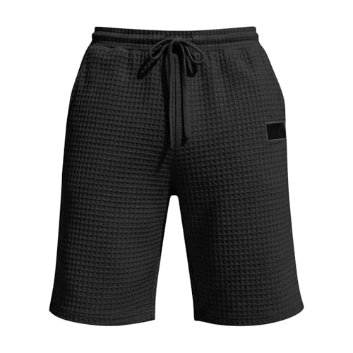Men's Summer Sweat Shorts - Black, X-Large, Casual Stretch Gym Shorts with Pockets