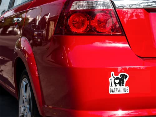 2 Pack Dachshund Vinyl Decal Stickers - I Love My Wiener Dog - Car & Laptop Decor