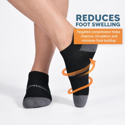 Compression Ankle Socks with Arch Support - Large, 5 Pairs, White