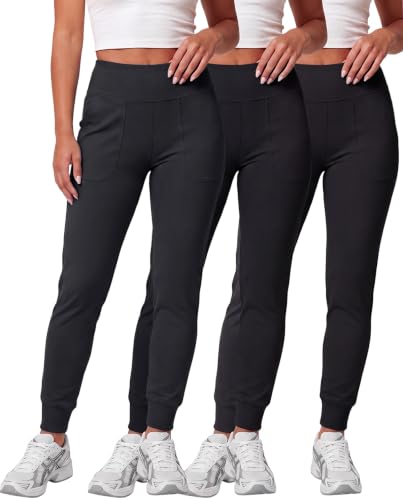 Large 3 Pack Women's High Waisted Joggers & Leggings Set - Workout & Lounge