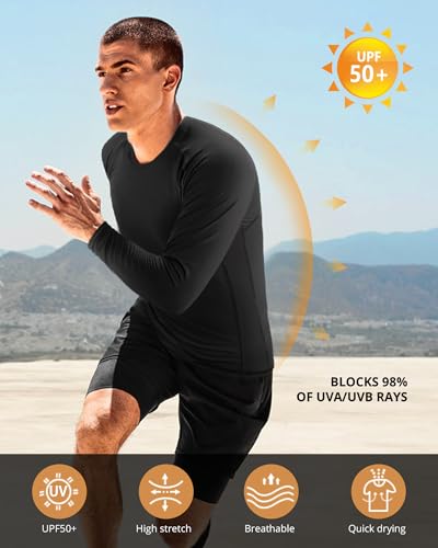 Men's Long-Sleeve Compression T-Shirt - Black, Medium