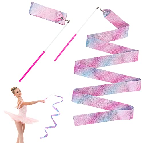 2-Piece Rhythmic Gymnastics Dance Ribbons with Wands - 78.7 Inch Streamers