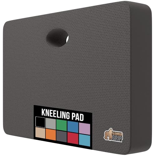 GORILLA GRIP Extra Thick Patent Pending Soft Foam Kneeling Pad, Supportive Large Cushion Knee Pads for Gardening, Baby Bath Time, Dirt and Water Resistant, Workout, Garden Supplies, 17.5x11, Charcoal