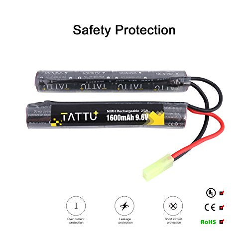 9.6V 1600mAh NiMH Nunchuck Battery Pack for Airsoft Guns