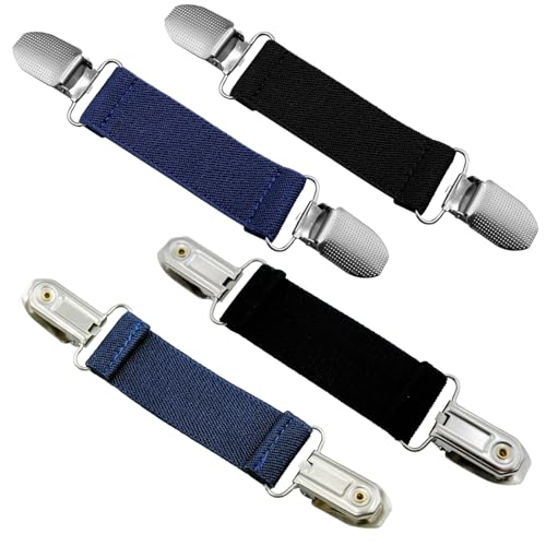 Anti-Loss Glove Clips for Kids - Elastic Straps, 2 Pairs - Black & Navy