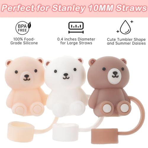 Bear Straw Cover for Stanley Cup - Silicone Straw Topper (2 Pack)