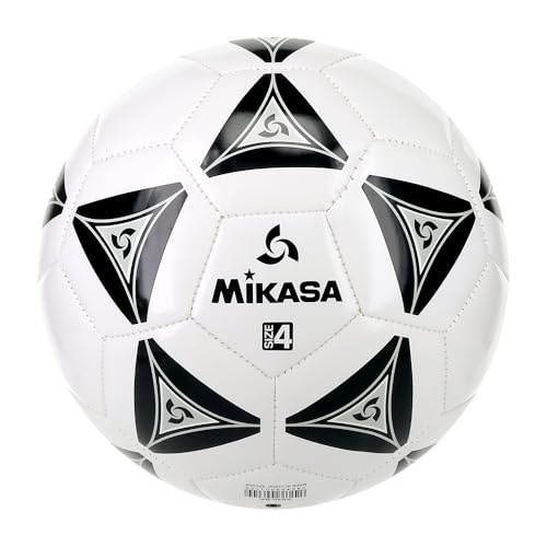 Mikasa Size 4 Soccer Ball - Synthetic Leather, Black/White