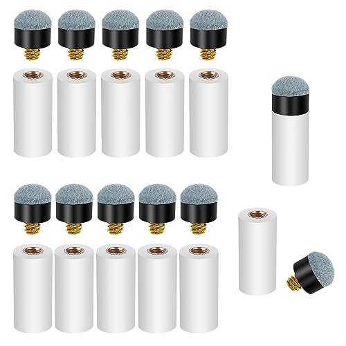 10 Sets Pool Cue Tips Replacement with Ferrules - 12mm Blue
