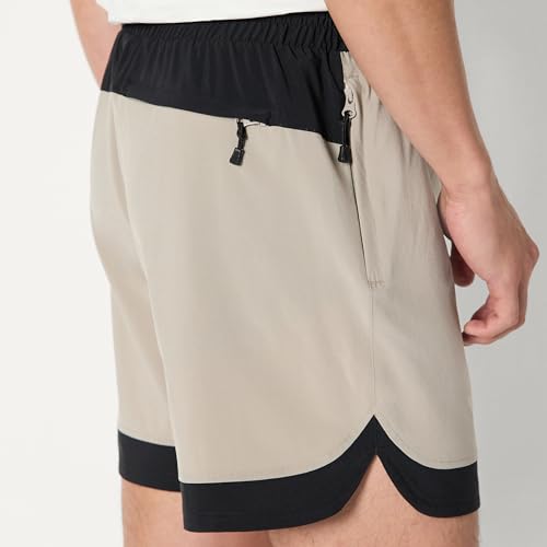 Men's Athletic Performance Stretch Gym Shorts - 6" Inseam - X-Large Beige/Black