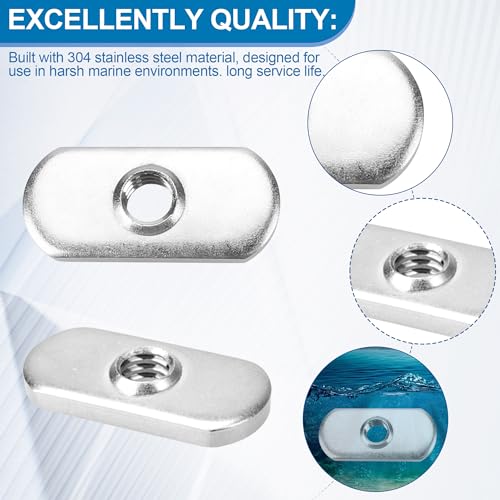 Kayak Track Nuts - 1/2 Inch T Nut for T Track/Rail, 6 Pack