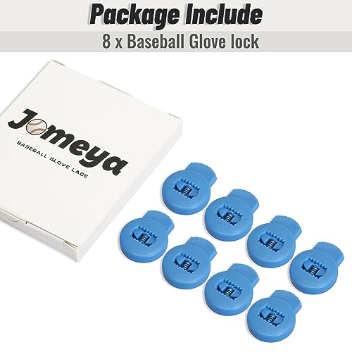 Jomeya Sky Blue Baseball Glove Lace Locks 8-Pack - No Knots, Universal Fit