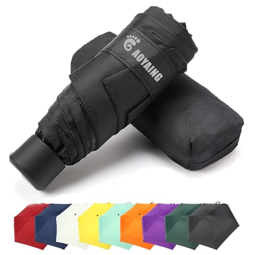 Compact Travel Umbrella - Lightweight 34 Inch with Case - Black