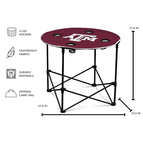 Portable NCAA Texas A&M Aggies Tailgating Table - 27.6" with Cup Holders