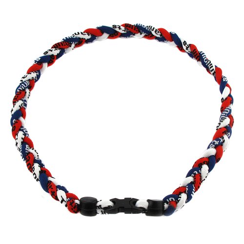 18-Inch Three-Color Braided Rope Necklace - Dark Blue, Red & White