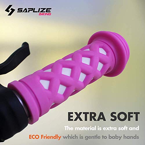 Kids Bike Handlebar Grips - Soft TPR with Pink Streamers, 4.13"
